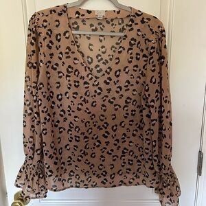 A New Day Animal Print V-Neck Blouse L